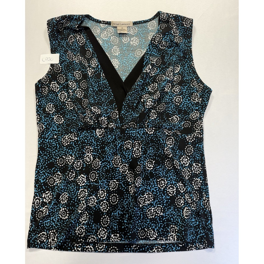 Susan Lawrence Women's Sleeveless‎ V-Neck Knit Polyester/Spandex Floral Top M